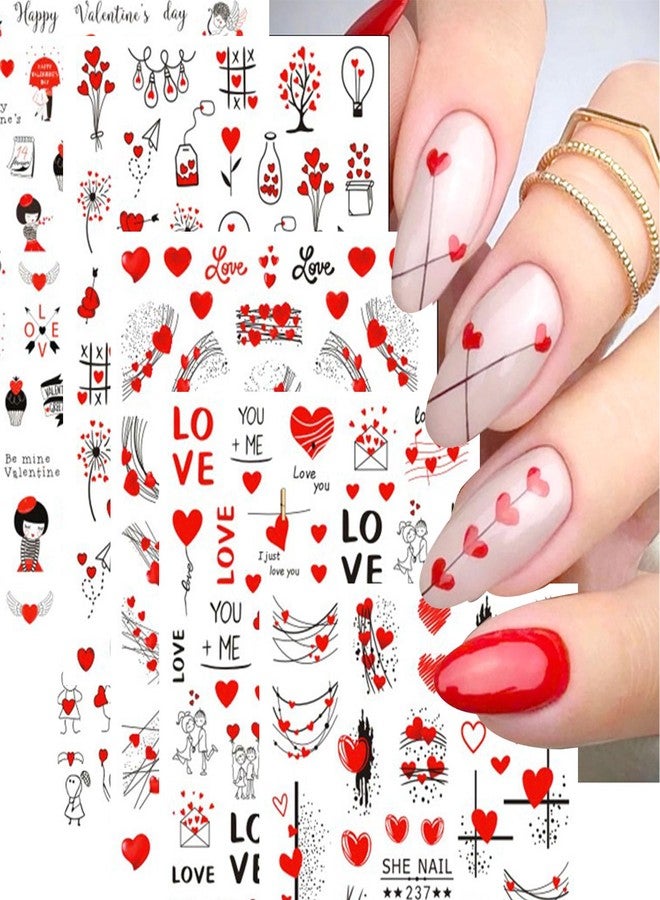 WAFOLOZE Valentines Nail Stickers - Valentine's Day Nail Decals 3D Self-Adhesive Valentines Stickers Love Heart Rose Decals for Women Nail Art(12 Sheets) - Image 1